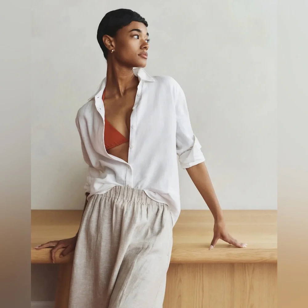 QUINCE NWT 100% european lInen maxi skirt -flax -medium - Picture 4 of 13